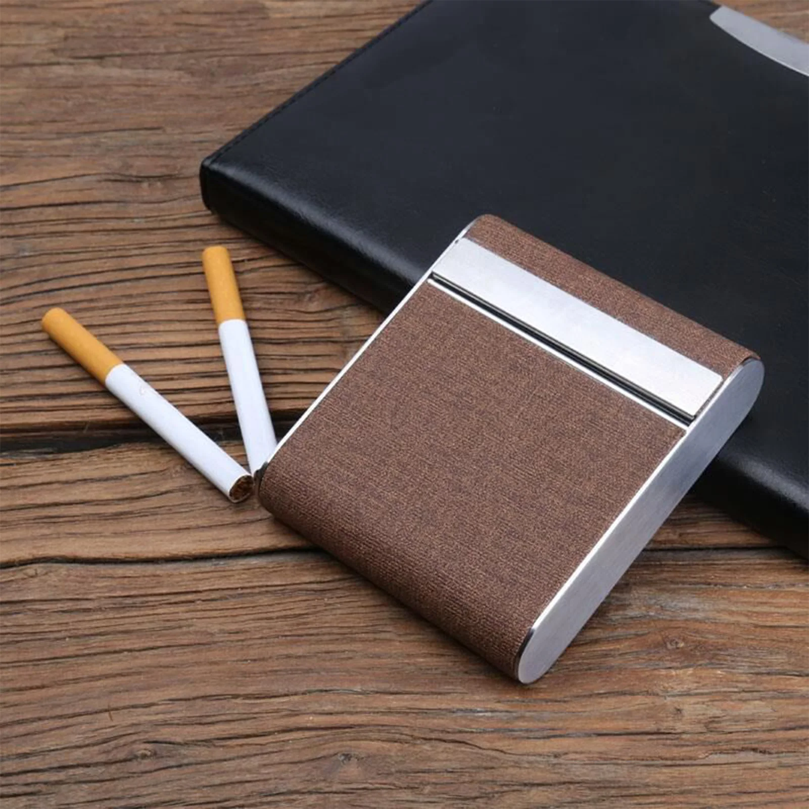 Stainless Steel Cigarette Case 20 Sticker Business Cigarette Box Lightweight Pocket Carrying Box Gift For Father Husband Friend