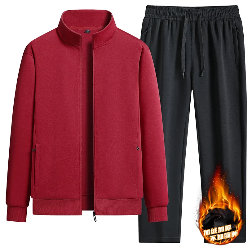 

Мужской красный спортивный костюм Thiened Fce для осени и зимы, повседневный спортивный комплект для мужчин среднего возраста, очень удобный и дышащий