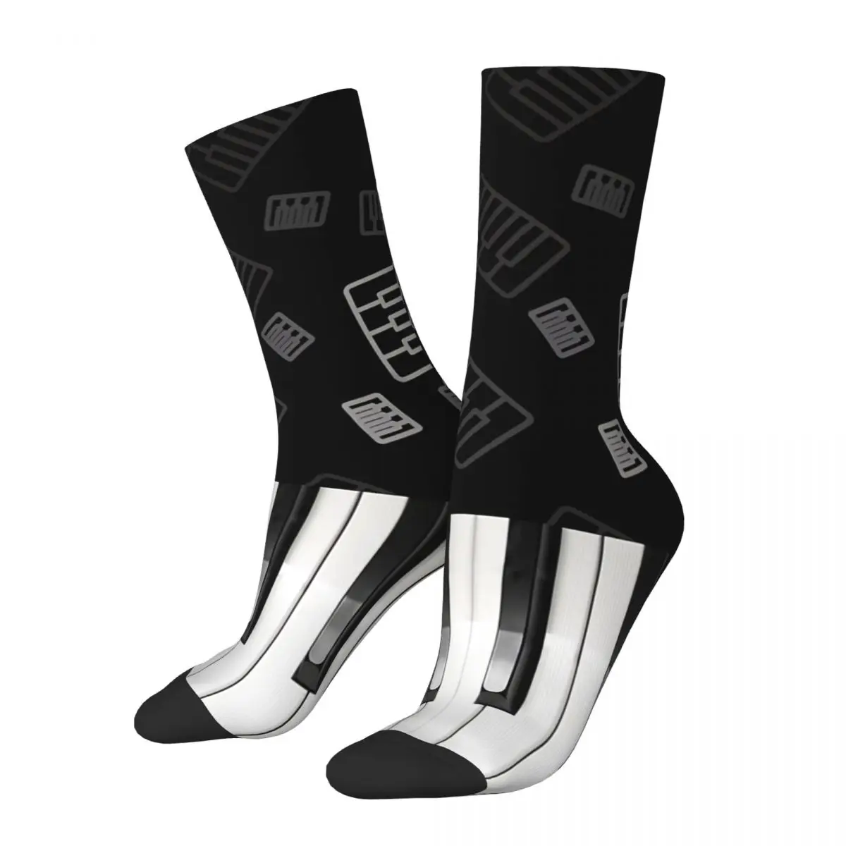 Funny Men's Socks Piano Vintage Harajuku Music Notes Hip Hop Seamless Crew Crazy Sock Gift Pattern Printed