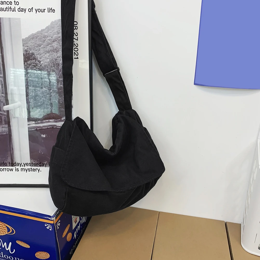 

Women Washed Shoulder Bag Large Capacity Canvas Messenger Bag Adjustable Strap Retro Crossbody Bag Tote Sling Bag Shopping Bag