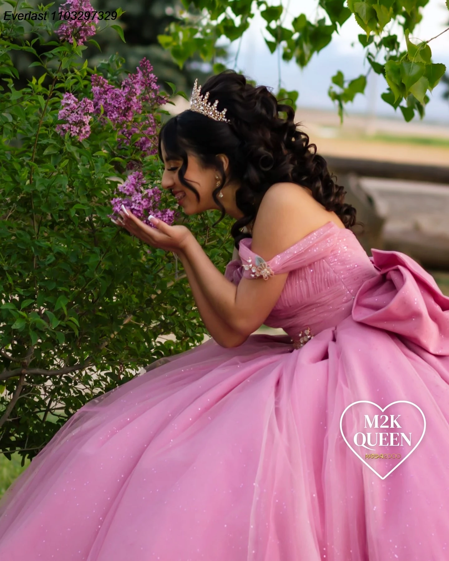 فستان Quinceanera وردي مخصص من EVLAST فستان حفلة مزين بالخرز مع فيونكة مكسيكية مشد حلو 16 فيستدو دي 15 أنوس QD1086