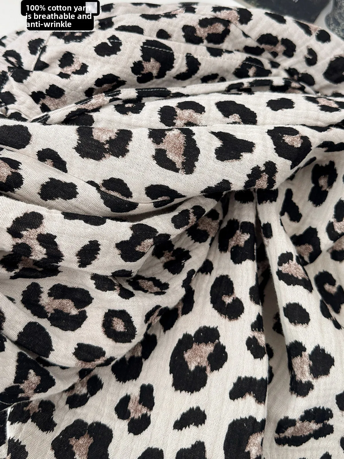 Anneena fil de coton bébé niveau imprimé léopard respirant décontracté anti-moustique ample jambe large pantalon femmes été neuf Points