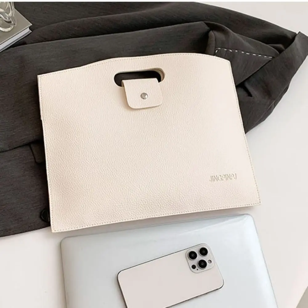 

Elegant PU Office Document Tote Bag Large Capacity Solid Color Computer Bag Handbag Laptop Bag File Bag Outdoor