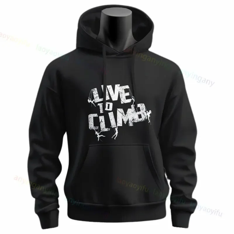 Mountain Climbing Climber Heartbeat Lovers Graphic Design Hoodies Long Sleeve Outdoor Sweatshirt Sportswear for Fall & Winter