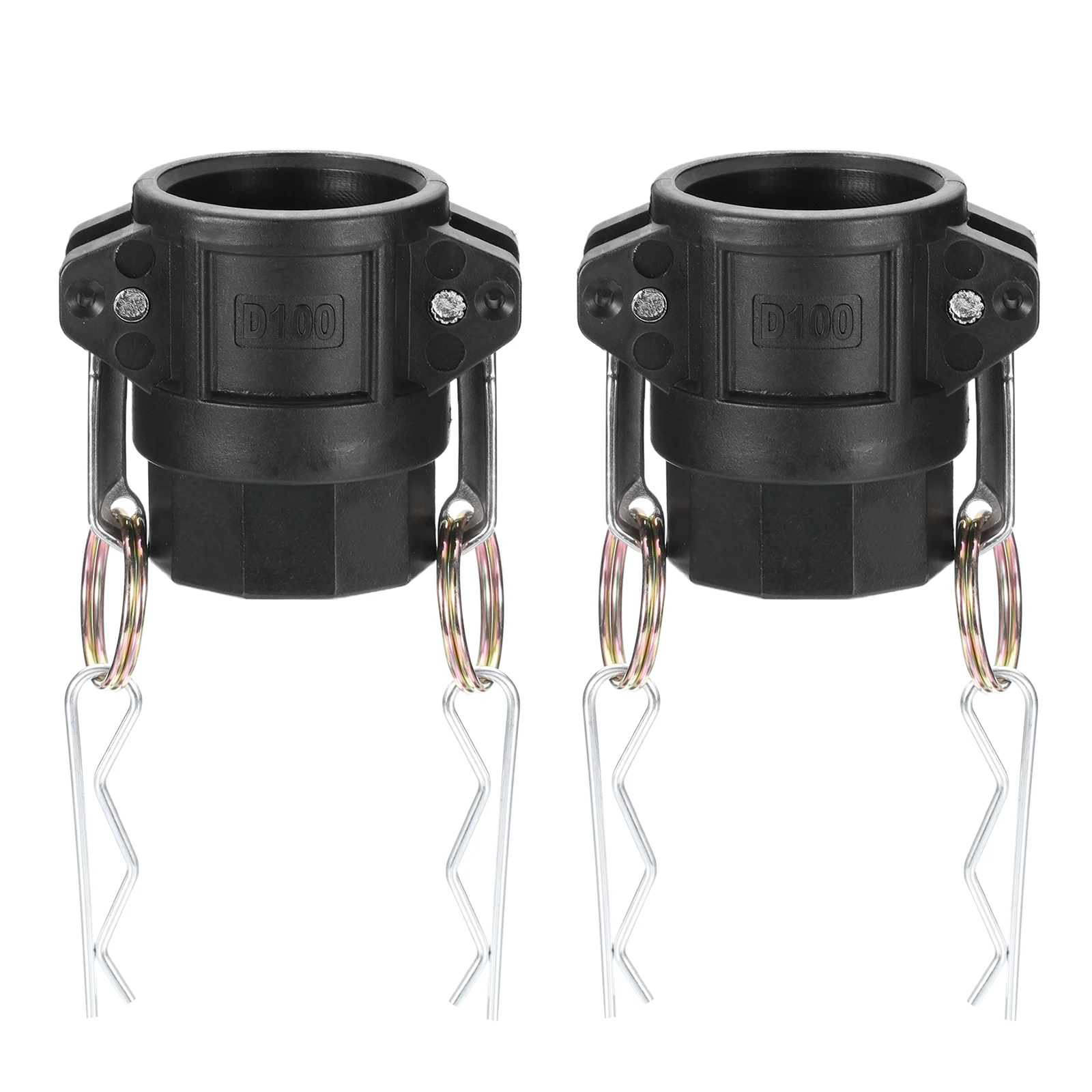 2Pc Poly Cam Lock Fittings Adapters Part D Female Adapter x Female Thread Cam Groove Hose Fittings Polypropylene Cam Lock Black