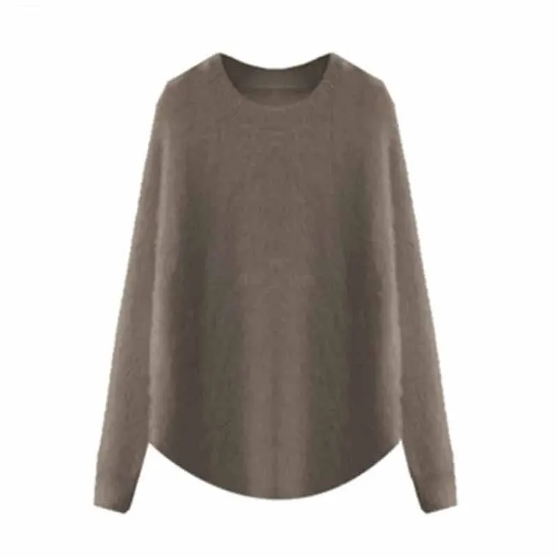 여성용 고급 감각 다용도 니트 베이스 셔츠, 여성 패션 루즈핏 단색 풀오버 스웨터 상의, 가을 겨울