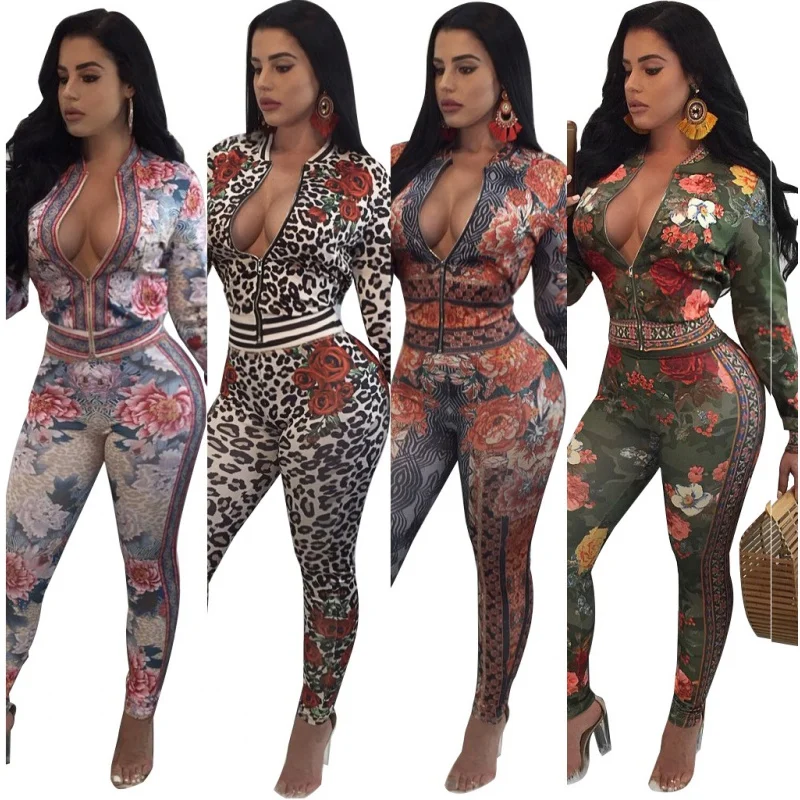 plus Size2017Amazon Standard Size Sexy Awesome Hot Digital Printing European and American Fashion Style Two-Piece Set