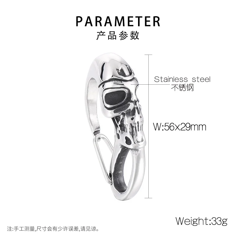 Fongten Männer Skelett Schlüssel verschluss Edelstahl Drachen Löwe DIY Schlüssel bund Verschluss Gothic Karabiner Brieftasche Schlüssel anhänger Haken für Männer – Detail 11