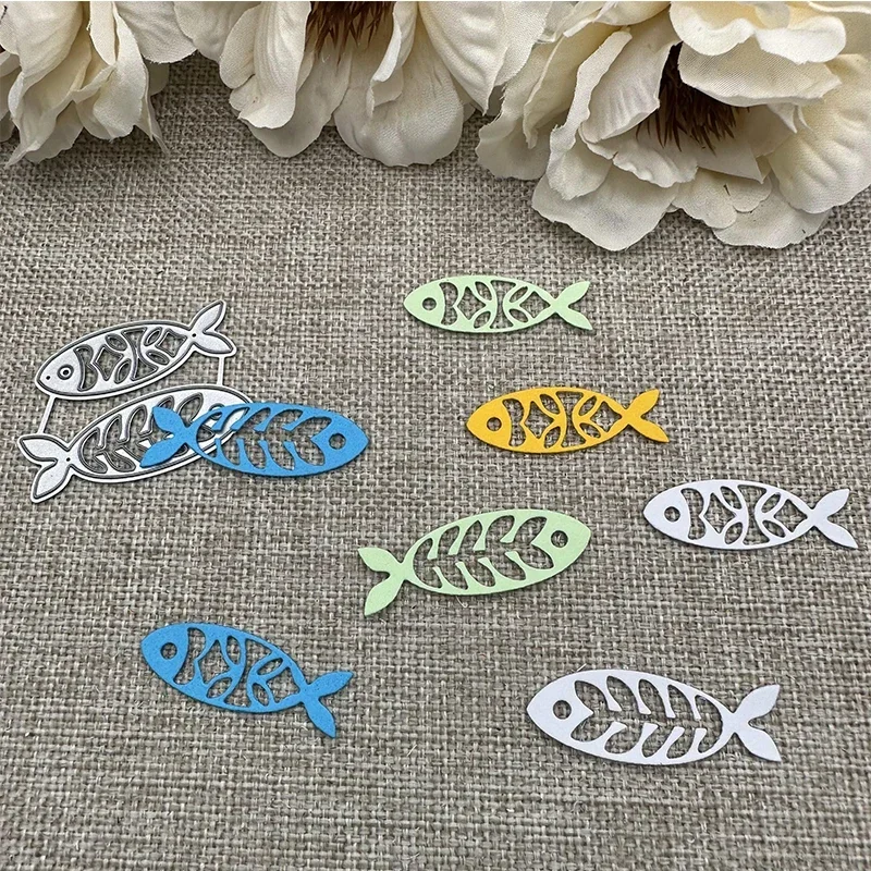 

Металлические вырубные шаблоны с узором в виде рыбок для скрапбукинга, декоративного рукоделия, трафареты для вырезания