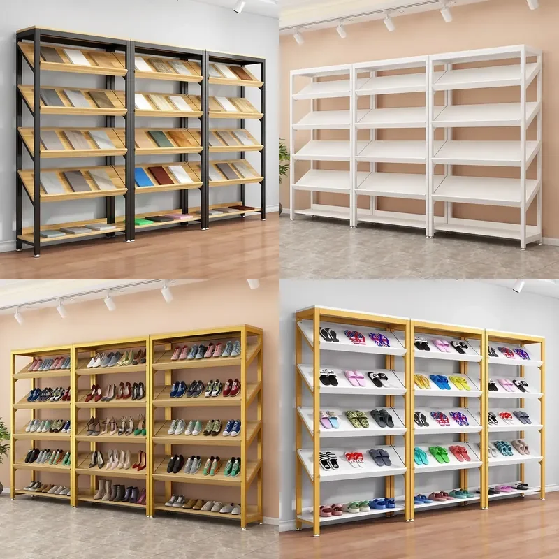 For Shopping Mall Shoe Store Wine Shirt Fruit Display Rack Metal Shelf Stand Retail Store Fixture Organizer Storage Solution