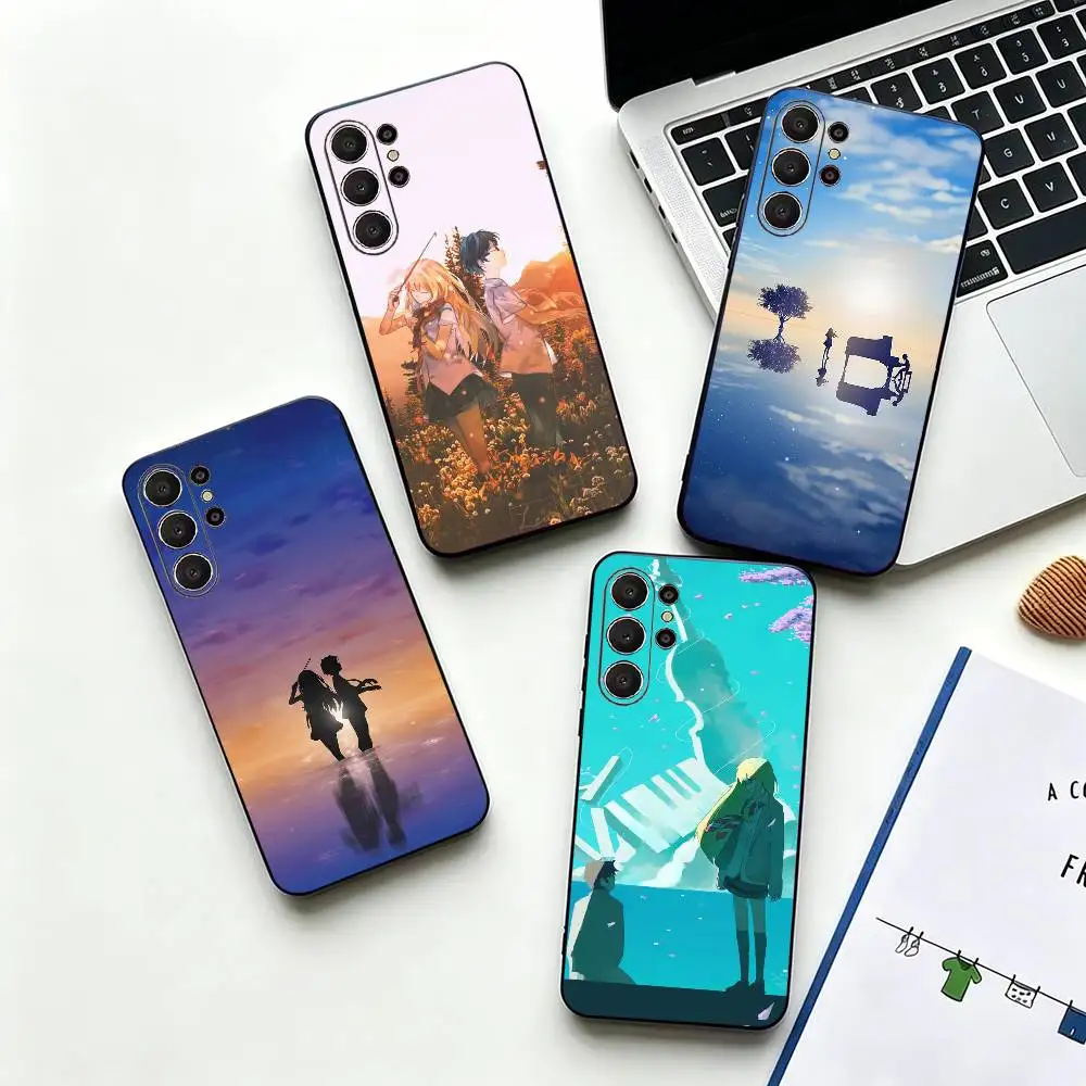 Anime Your Lie in April Black Soft Silicone Phone Case for Samsung Ultra S26, S24, S21, S22, S23, S30, Plus, Lite