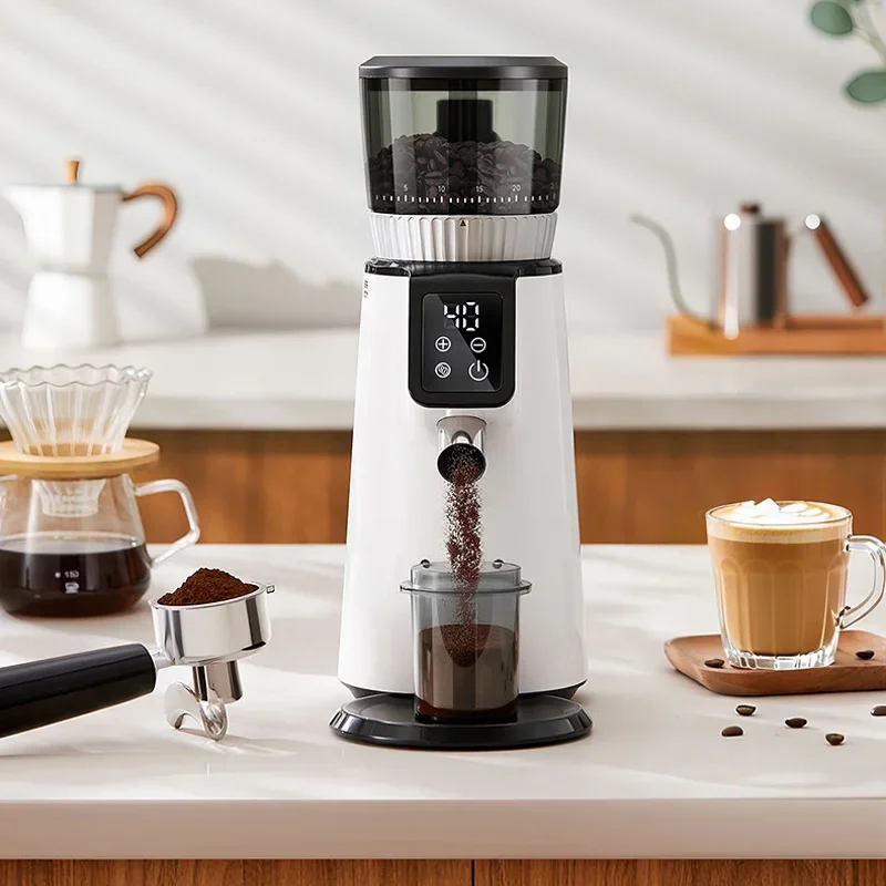 Electric Coffee Bean Grinder, 200G Bean Hopper, Conical Burr Grinder, Precise Grind Size Adjustment, Professional-Grade for Home