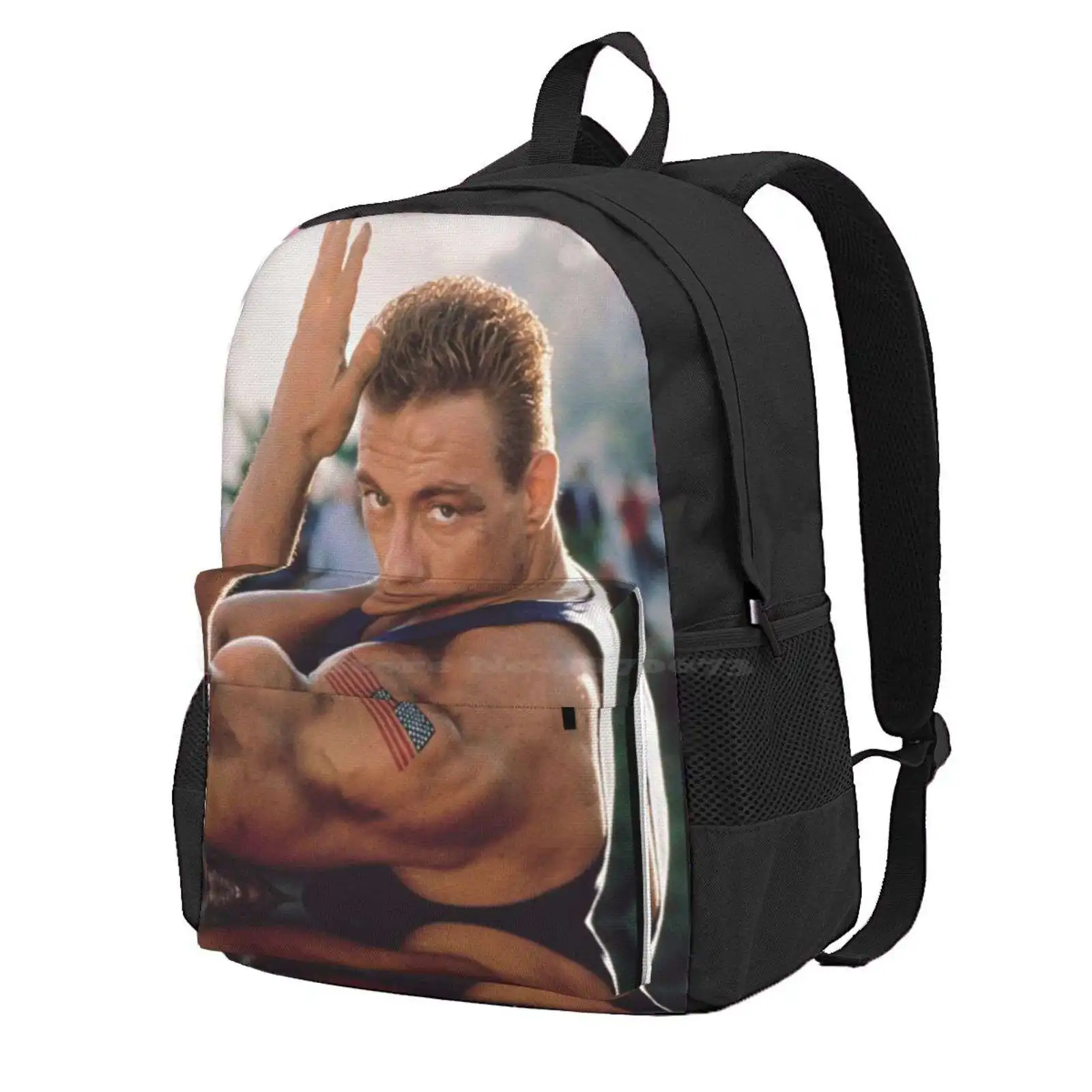 Jean Claude Van Damme Muscle Hot Sale Schoolbag Backpack Fashion Bags Jean Claude Van Damme Muscle Biceps Video Games Jcvd