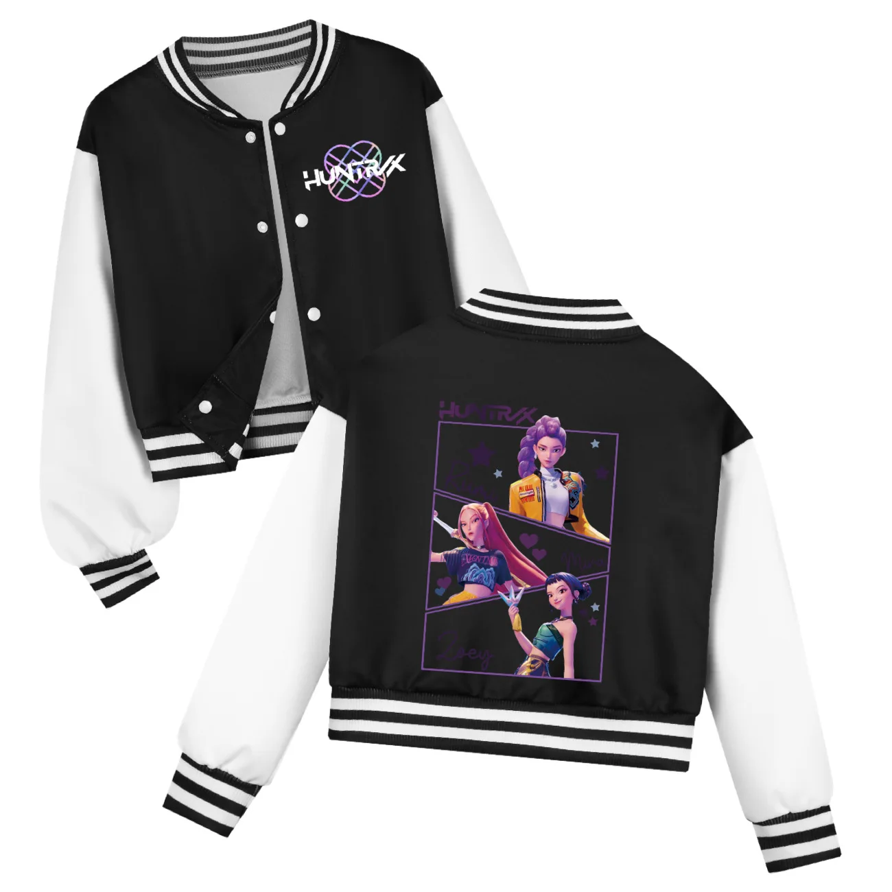 KPop Demon Hunters Kids Huntrix Baseball Uniform Spring Autumn Casual Hoodies Boys Clothes Girls Baby Children Costume