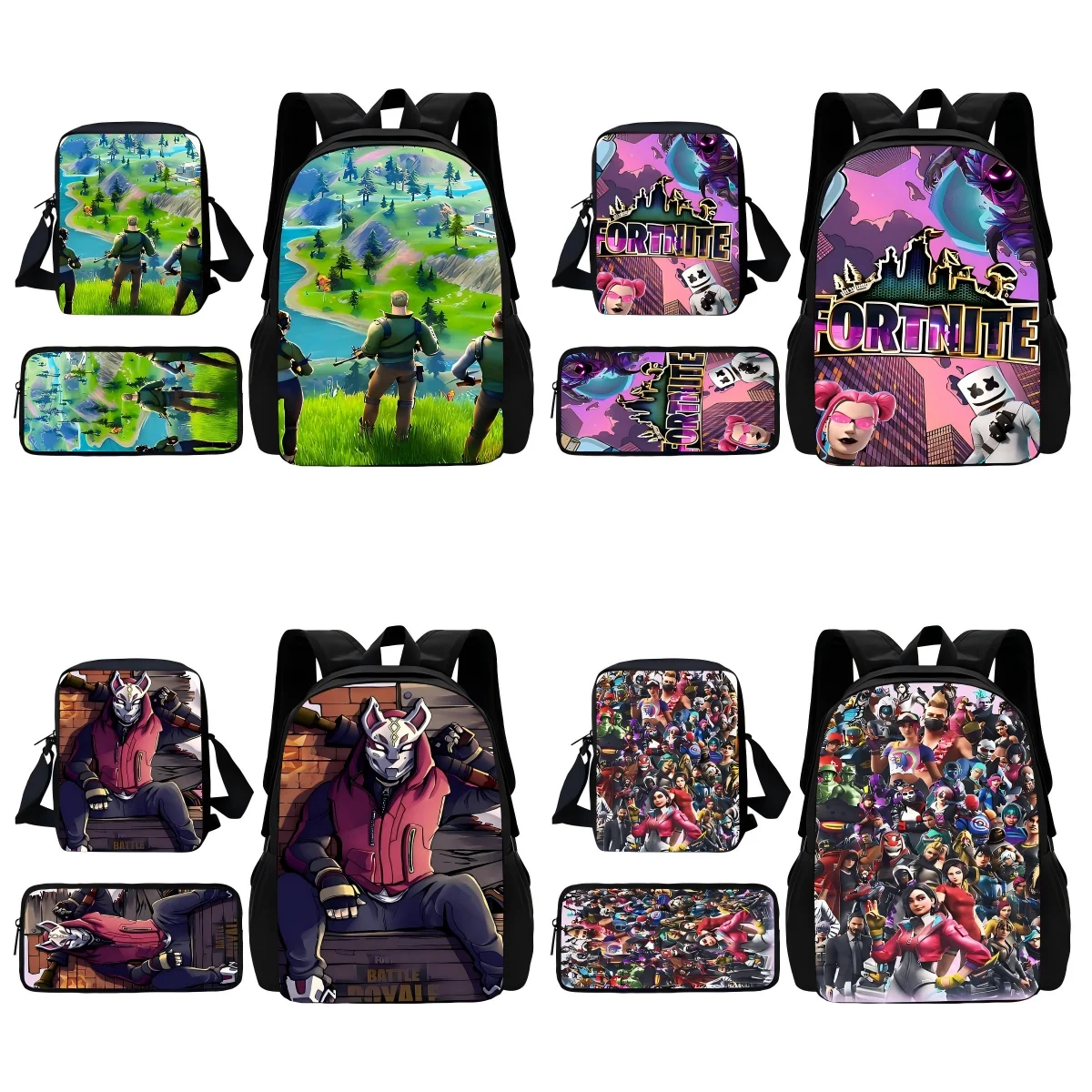 Hot Game Fortnites Child School Backpack With Shoulder Bag Pencil Bags School Bags for Boys Girls Best Gift