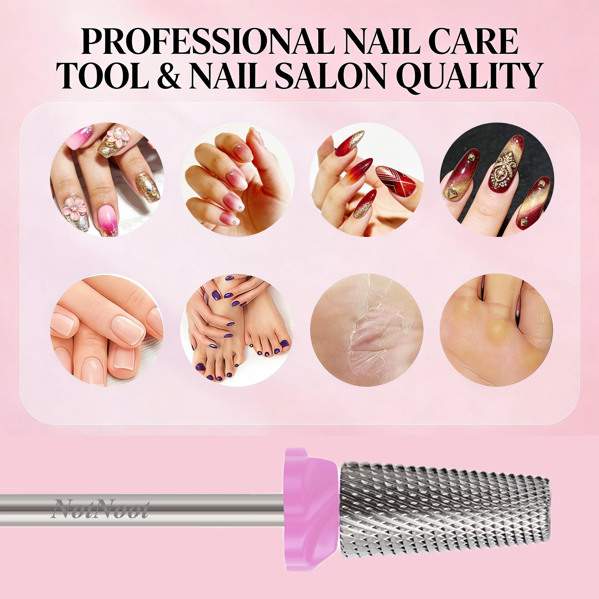 Nagelbohrer, 5-in-1 Hartmetall-Konischer Bohrer, 3/32 Zoll Schaft für schnelles Entfernen von Acrylnägeln, Hartgelen und Nagelhaut – Detail 2