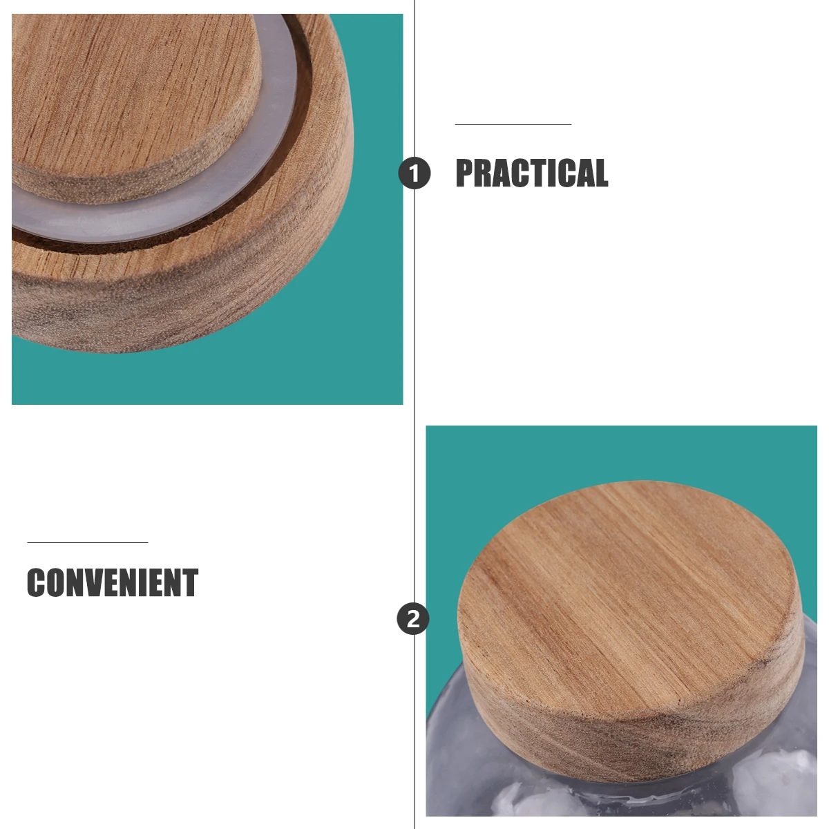 

Glass Sealed Jars Storage Containers Wooden Cover Food Jars Safe Material Keep Fresh Home Use Dry Fruits Coffee Beans