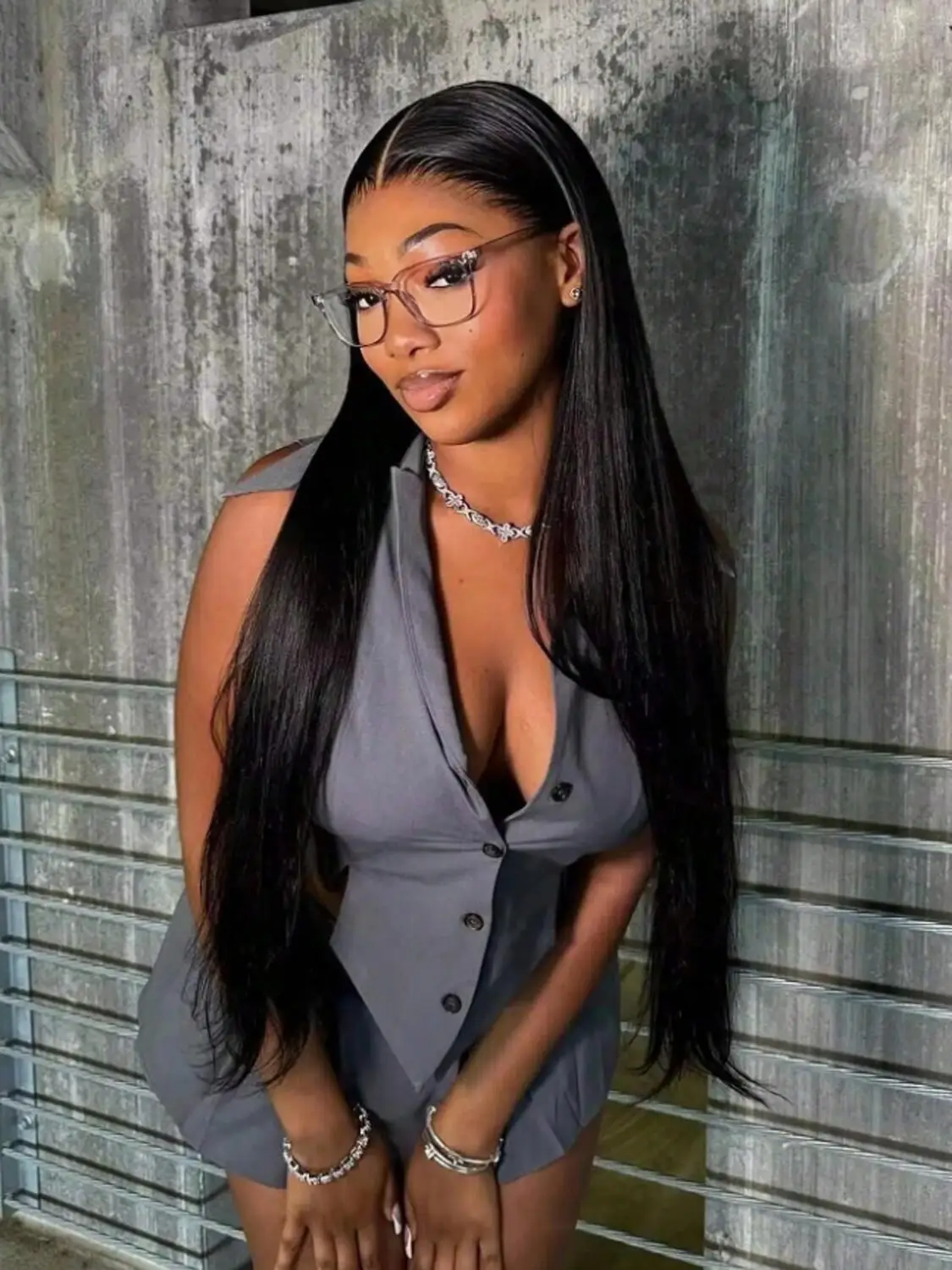 

Straight Wig Human Hair Pre Cut Pre Cut Bleached Knot Lace Front Wig Beginner Friendly Wig