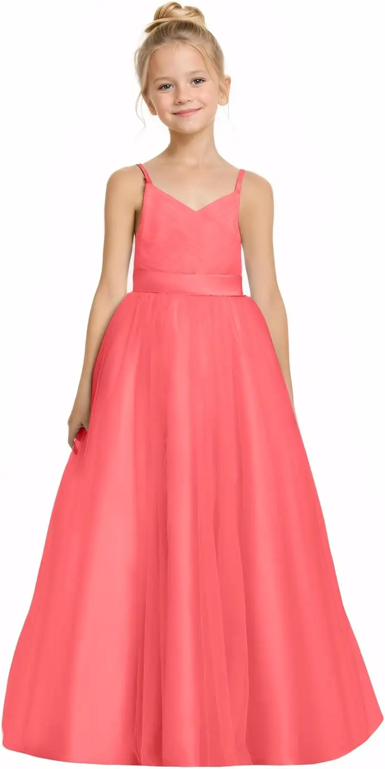 Flower Girl Spaghetti Strap Dress Tulle Princess Pageant Dress A-Line Ball Gowns Wedding First Communion  Flower Girl Dresses