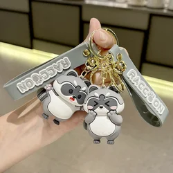 Cartoon Cute Raccoon Animal Silicone Doll Key Chain Creative Trend Cartoon Girl Heart Soft Glue Key Chain Pendant Wholesale