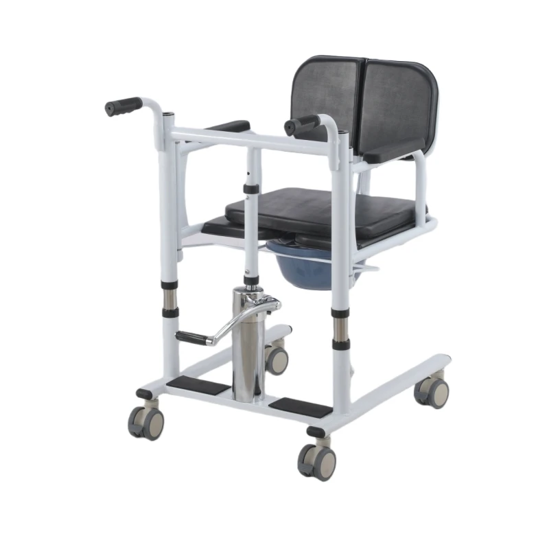 Lightweight Adjustable Portable Manual Wheelchair, Rehabilitation Toilet Chair, Patient Transfer Aid, Mobile Commode Solution