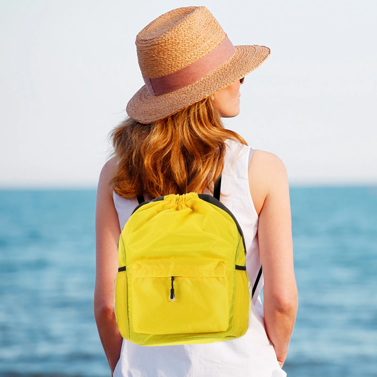 

Large Capacity Oxford Fabric Backpack Multipurpose Durable Sports Bag Dual Strap Gym Travel School Drawstring Backpack