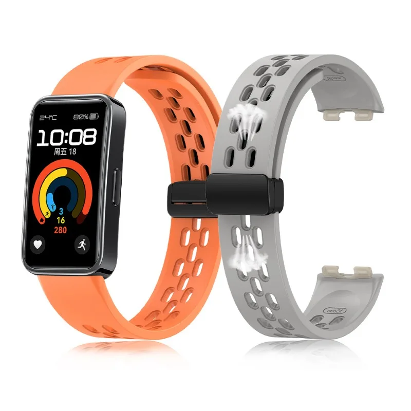 Magnetyczna składana klamra Silikonowy pasek do zegarka Wymienna bransoletka do inteligentnego zegarka Oddychające akcesoria do paska Huawei