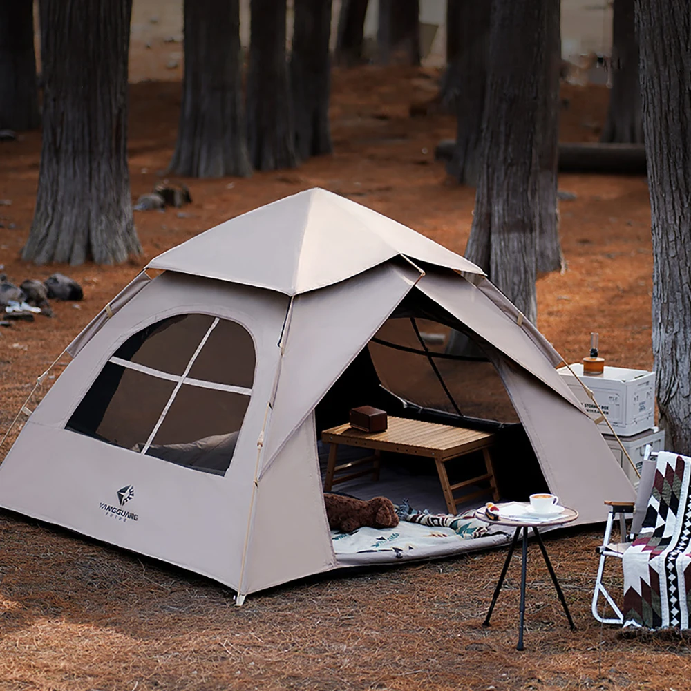

Sunshine Tribe Black Rubber Tent Portable Outdoor Folding Automatic Thickening Rainproof Camping Equipment