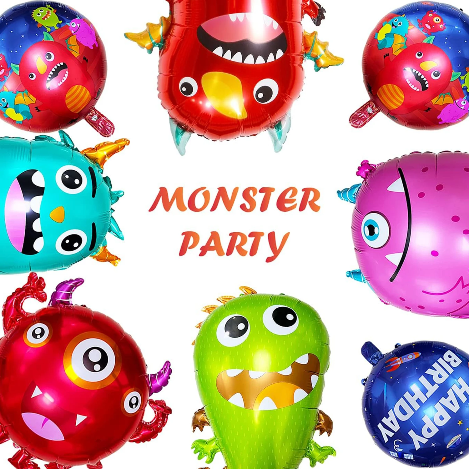 5 pieces, monster themed party aluminum foil balloons, cute monster aluminum balloons suitable for birthday parties