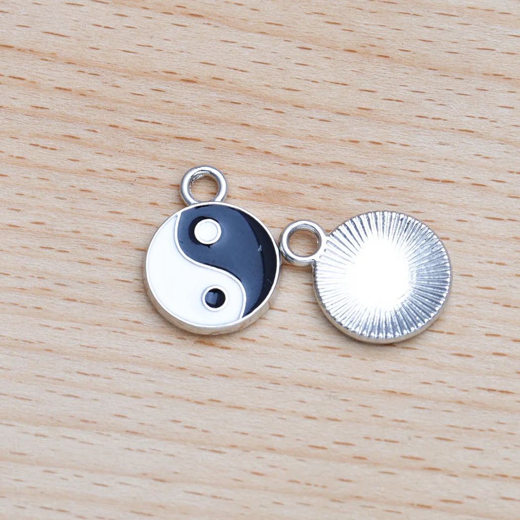 20pcs 2in1 Alloy Enamel Charms Taichi Yin Yang Pendant Charms Necklace bracelet Diy Accessories Jewelry Finding Spacer Beads