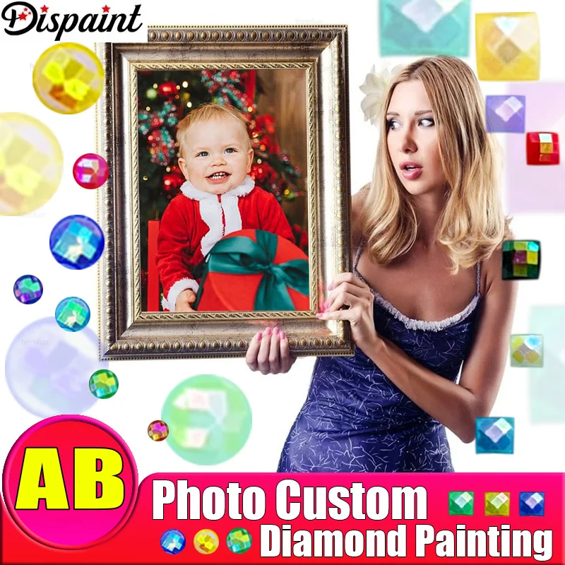 Dispaint AB Photo Custom Diamond Painting 5D DIY Rhinestone Pictures Full Square Round Diamond Embroidery Sale Home Decoration