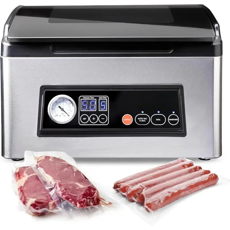 

Chamber Vacuum Sealer Machine Perfect for Wet Foods Compact Seal Hose for Use with External Heat Sealer