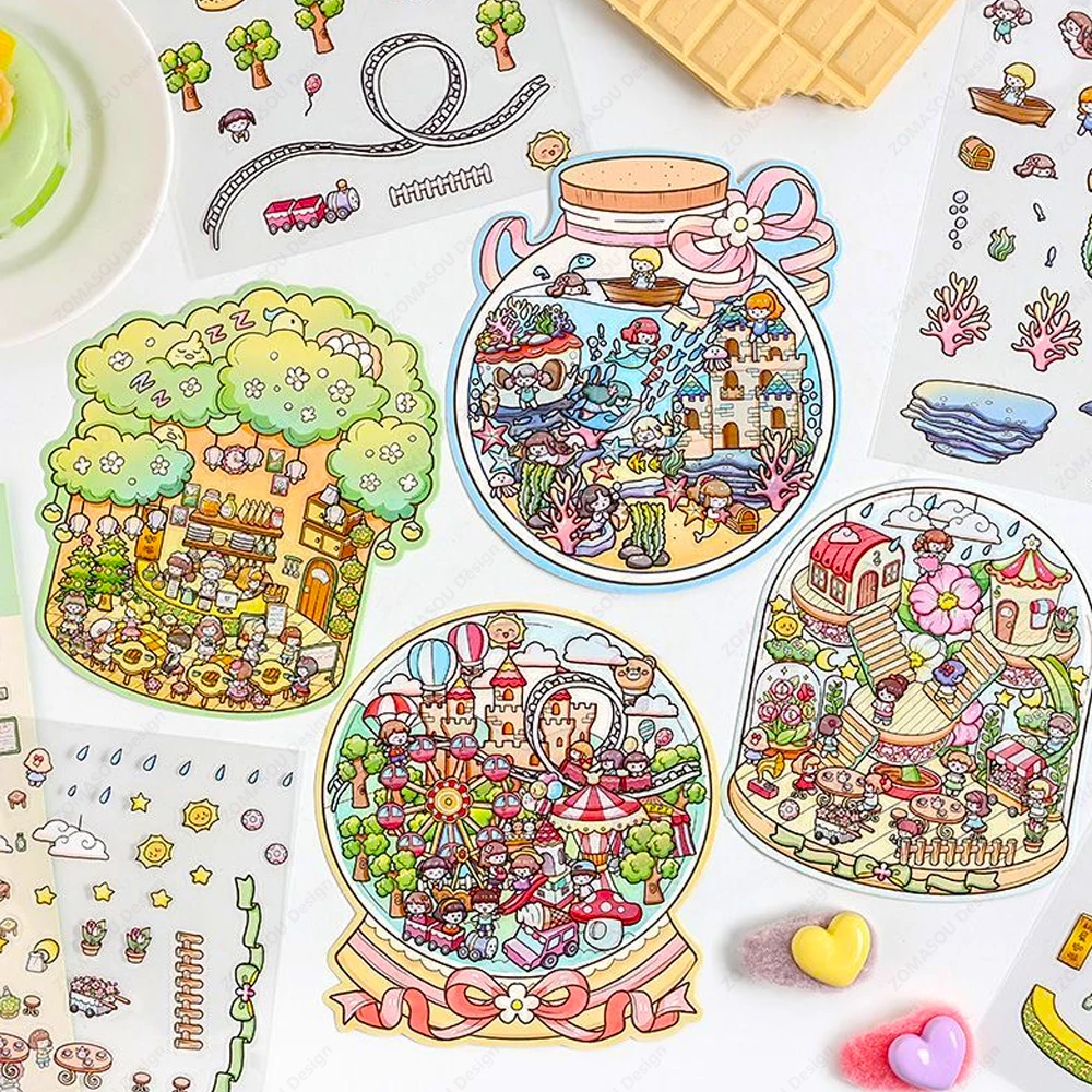 Joyful Dreamy Crystal Life DIY 3D Landscaping Stickers Cabin Scene Sticker Cute Kid Child Classmate ﻿Festival Birthday Gift