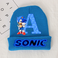 New Sonics Baby Cap Boys Knitted Caps Anime Cartoon Letter A-Z Kids Beanie Winter Warm Accessories Children Christmas Gifts