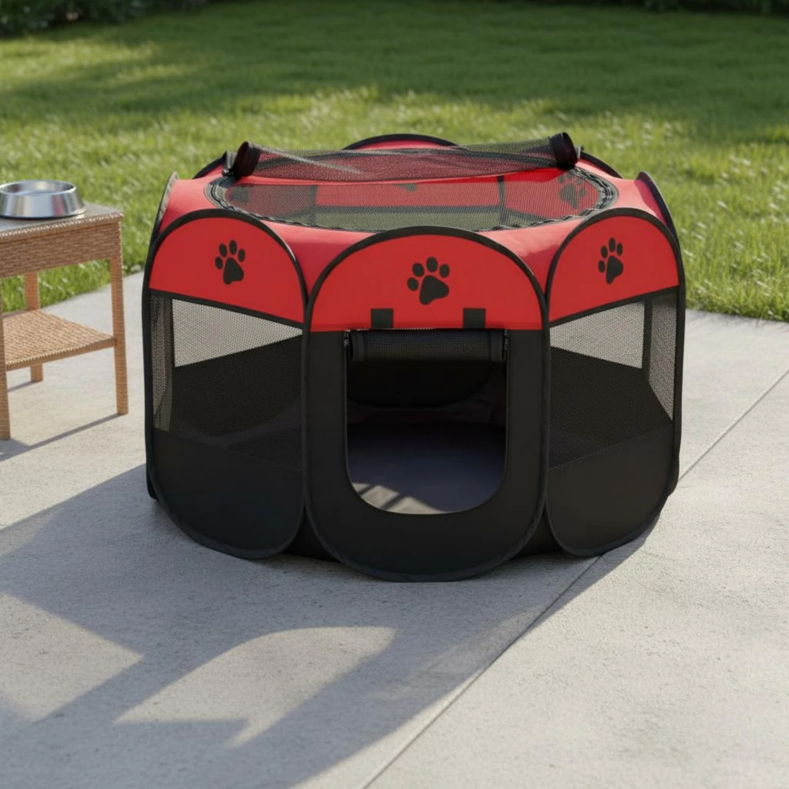 Foldable Feline Birthing Pen Breathable Mesh Octagon Feline Pen Portable Pet Tent Soft-Sided Indoor Outdoor Use for Nursing