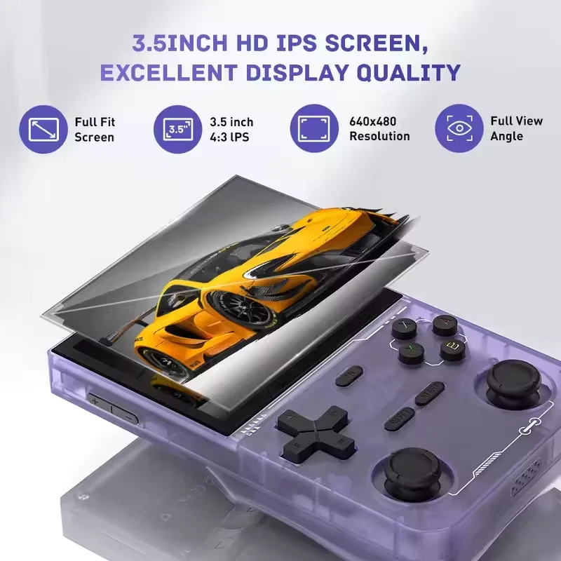 K36 Open Source Handheld Game Console 3.5Inch IPS Screen 64G Built in 16000 Games Retro Video Game Player for PS1/PSP/DC/N64/SS