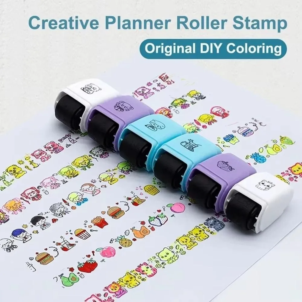 Hand Account Decor Creative Rolling Stamp Colorable Lightweight Cartoon Stamp Easy to Use Reusable Journal Stamp Craft Projects