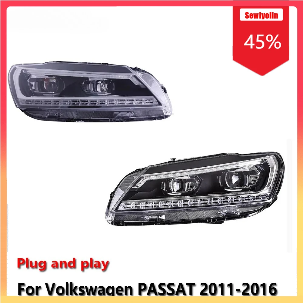 

Car Auto LED Headlight Automobile Parts For Volkswagen PASSAT 2011-2016 Fog DRL Brake Turn Signal Lamp Plug And Play
