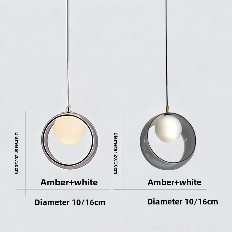 Nordic Style Ring Pendant Lamp E27 Socket Milky Glass Globe Hanging Light Kitchen Island Dining Room Bedroom Bedside Decor