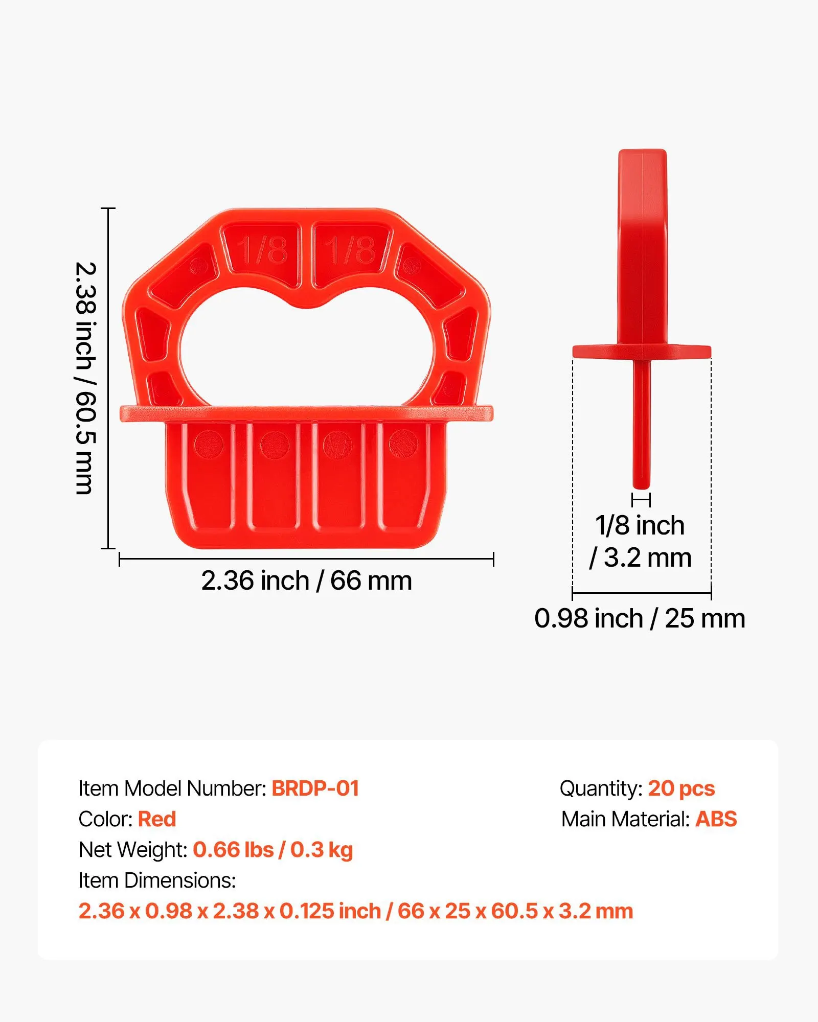 

Набор из 20 разделителей для террасной доски 1/8 дюйма, ярко-красные кольца-фиксаторы для легкого выравнивания, легко снимаемые, инструмент для выравнивания и расстояния между досками из АБС-пластика