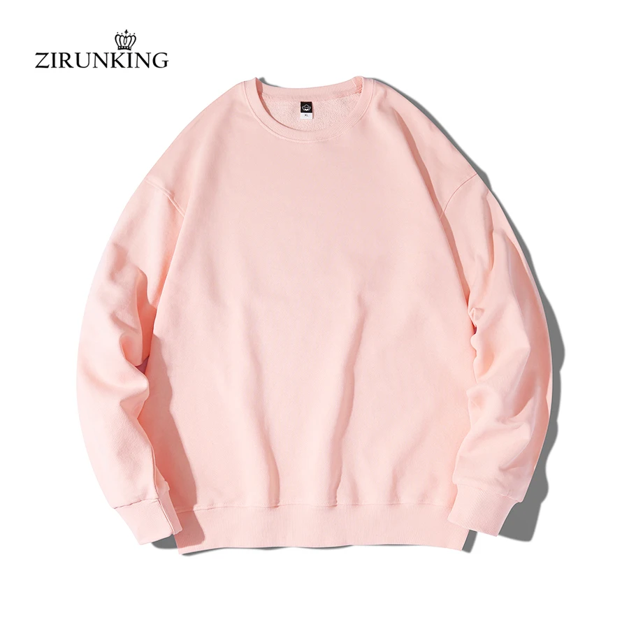 

ZIRUNKING New Cotton Solid Sweatshirts for Women Light Pink Casual Female Hoodies Lady Fashion Sporty Spring Autumn Tops Clothes