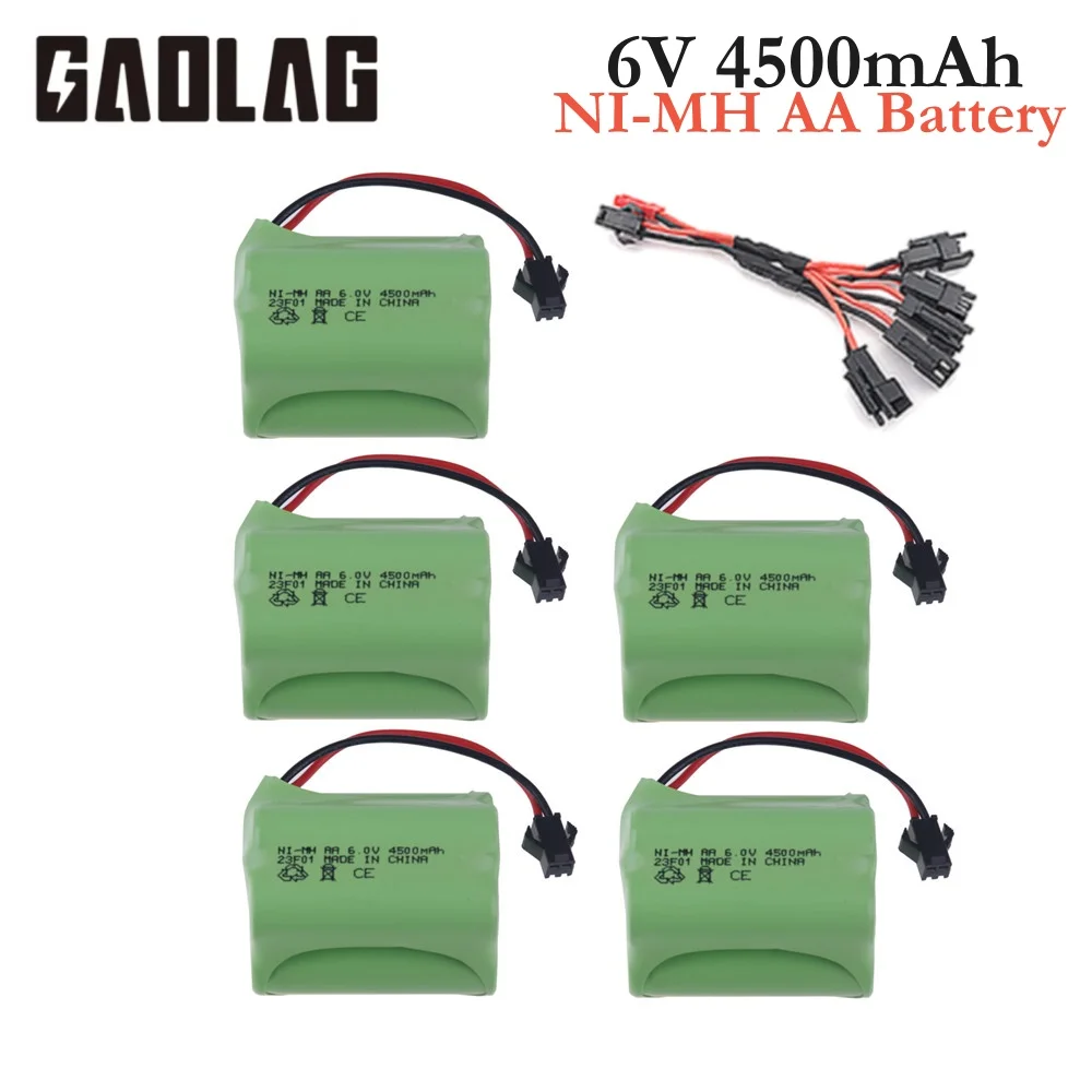 6v 4500mAh Nimh Battery with Cable Charger For Rc Toys Cars Tanks Robots Boats Guns AA 6.0V Ni-MH Rechargeable Batteries Pack