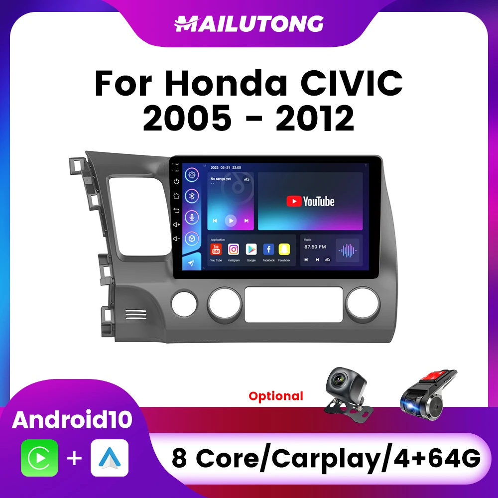 

Android 12 Car Radio For Honda Civic 2005-2012 Multimedia Video Player Navigation GPS 2Din Carplay Speakers Head Unit DSP Stereo