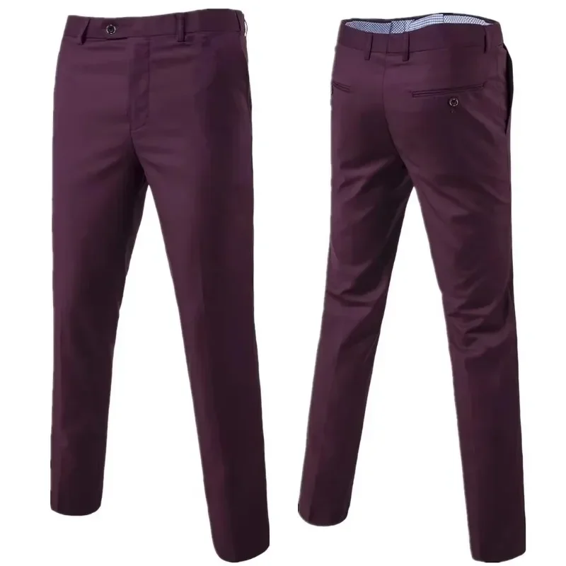 New Business Casual Suit Pants Men Solid Office Formal Trousers Mens Classic Style Suit Long Pants Plus Size