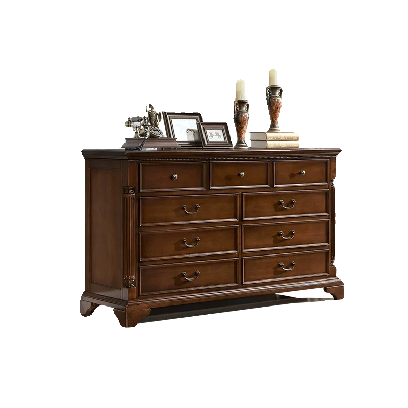 

American nine-chest cabinet solid wood 2025 bedroom storage cabinet drawer bucket cabinet living room large capacity locker blac