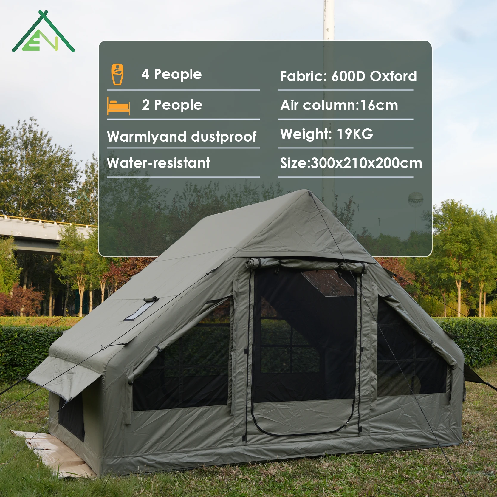Instant Setup 60s Heavy Duty 600D Oxford Air Tent Waterproof 6.3 2-3 Person Green Four-season One Bedroom Camping Tent