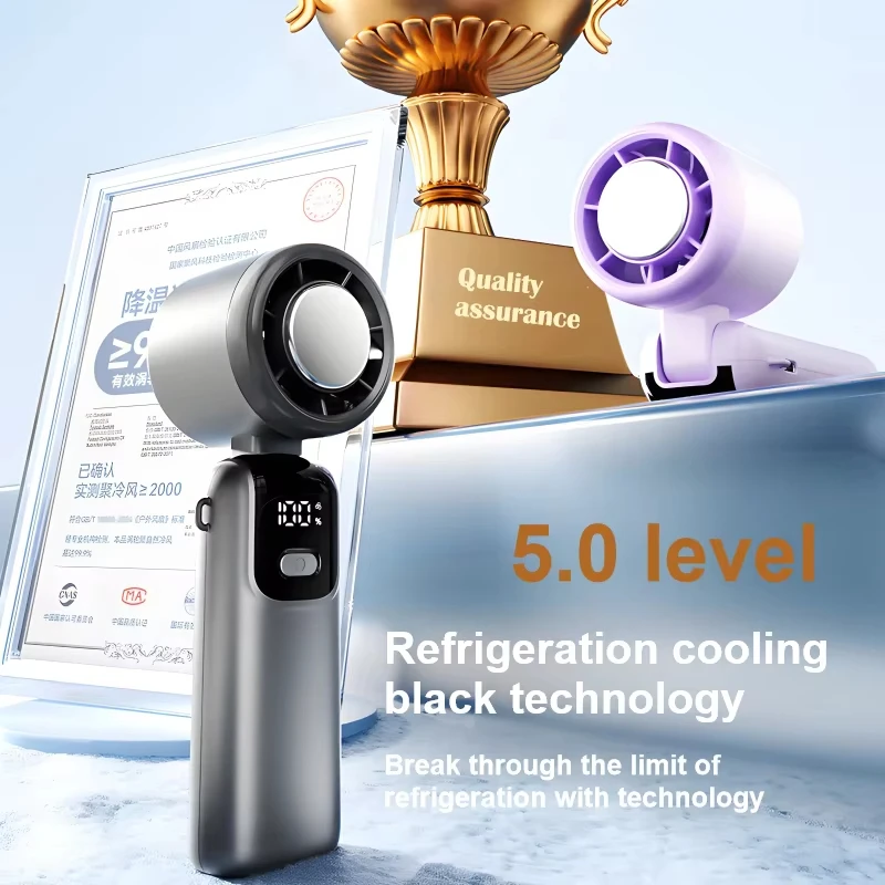 

Mini Hanging Ice Pack Handheld High-speed Household Fan Folding 100 Speed Infinitely Adjustable Fan Portable Suitable for Travel