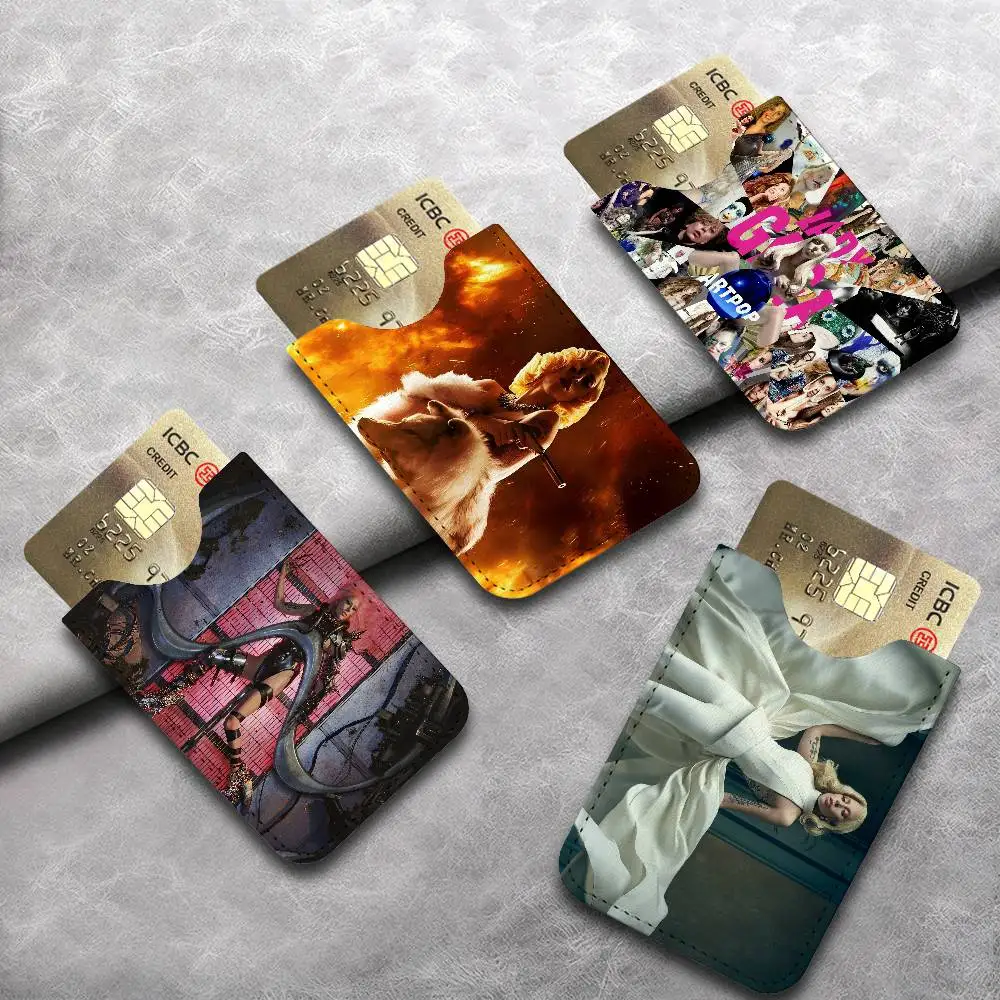 Singer L-Lady GagaS Men Women Universal PU Leather Business Card Holder ID Credit Card Organizer Pocket Size Card Case