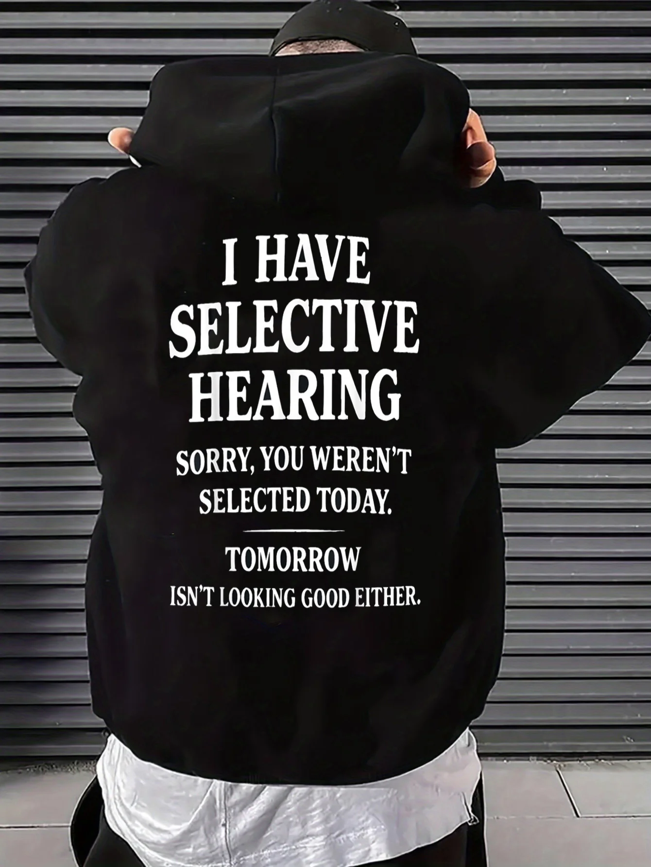 Men's Casual Hoodie Selective Hearing Loss Funny Mom Quotes Plus Size Long Sleeve Pullover Machine Washable Casual Fashion Top
