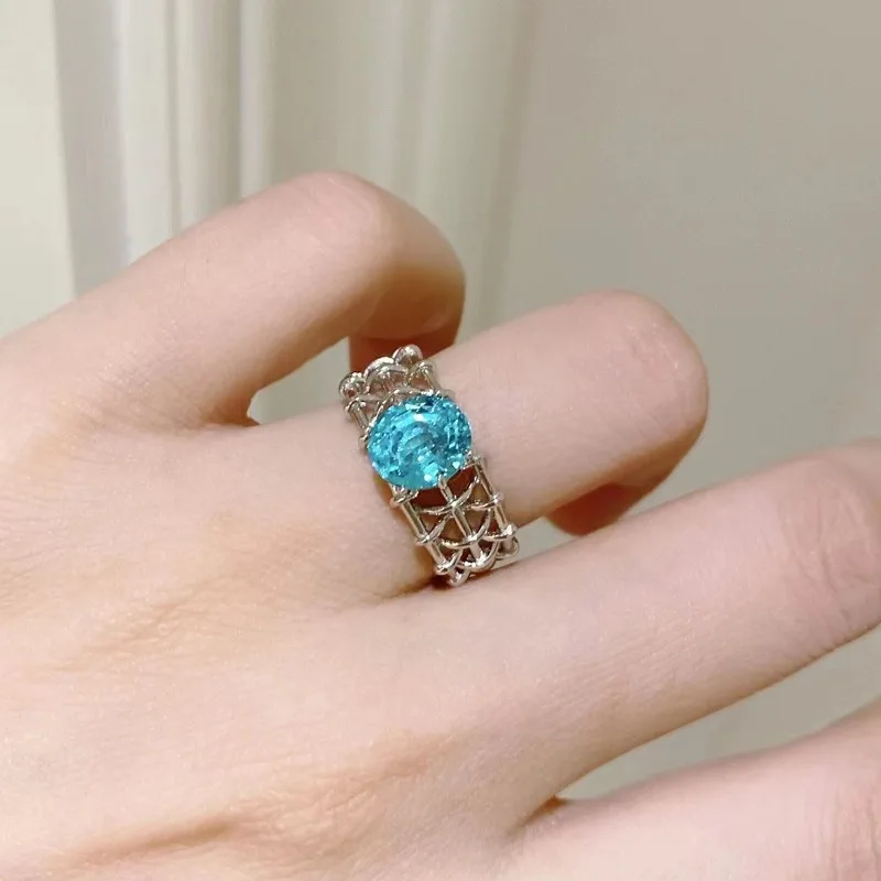 

Ring Tourmalines Platinum Neon Blue Diamonds